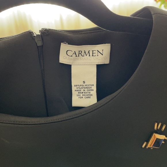 Perfect for evening parties! Carmen Marc Valvo dress with embellished stones. - Picture 3 of 4